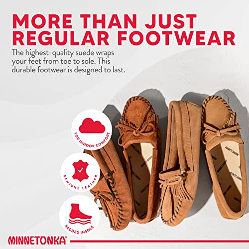 Minnetonka Moccasins Kilty Suede Softsole - Women's Brown Shoe Deals Outlet