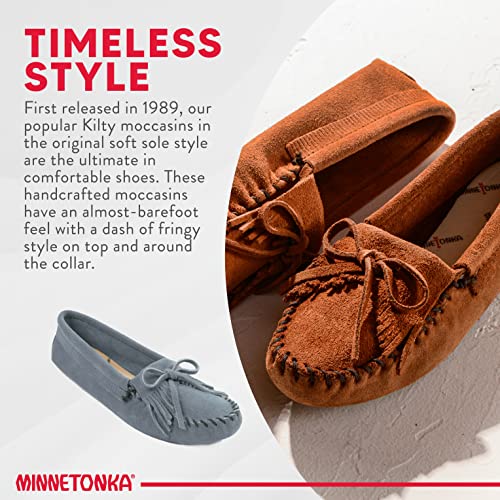Minnetonka Moccasins Kilty Suede Softsole - Women's Storm Blue Shoe Deals Outlet