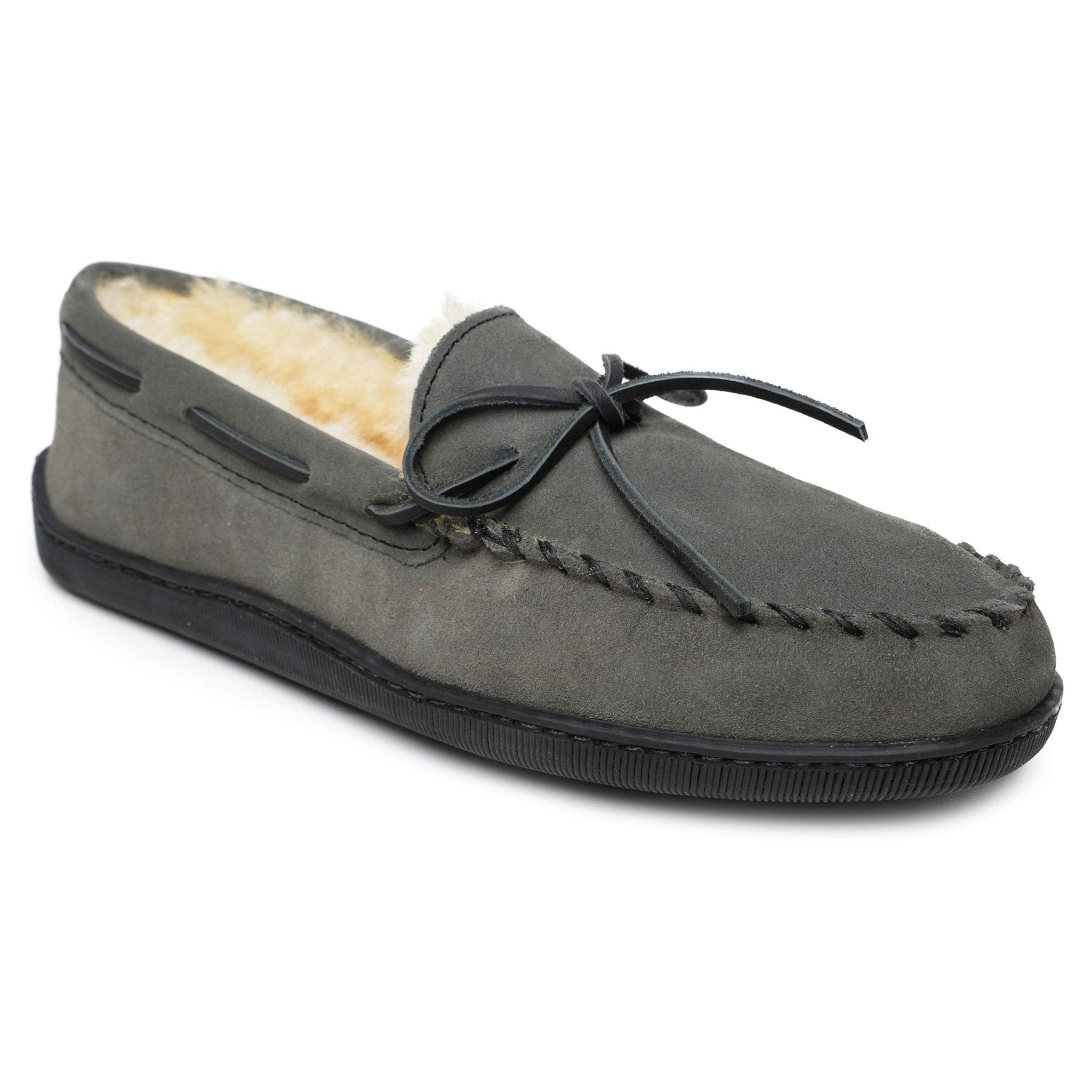 Minnetonka Moccasins Sheepskin Hardsole - Men's Grey Shoe Deals Outlet
