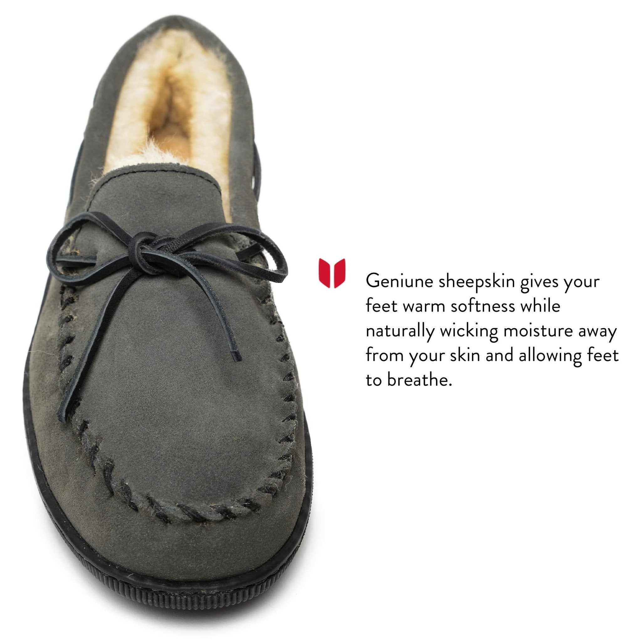 Minnetonka Moccasins Sheepskin Hardsole - Men's Grey Shoe Deals Outlet