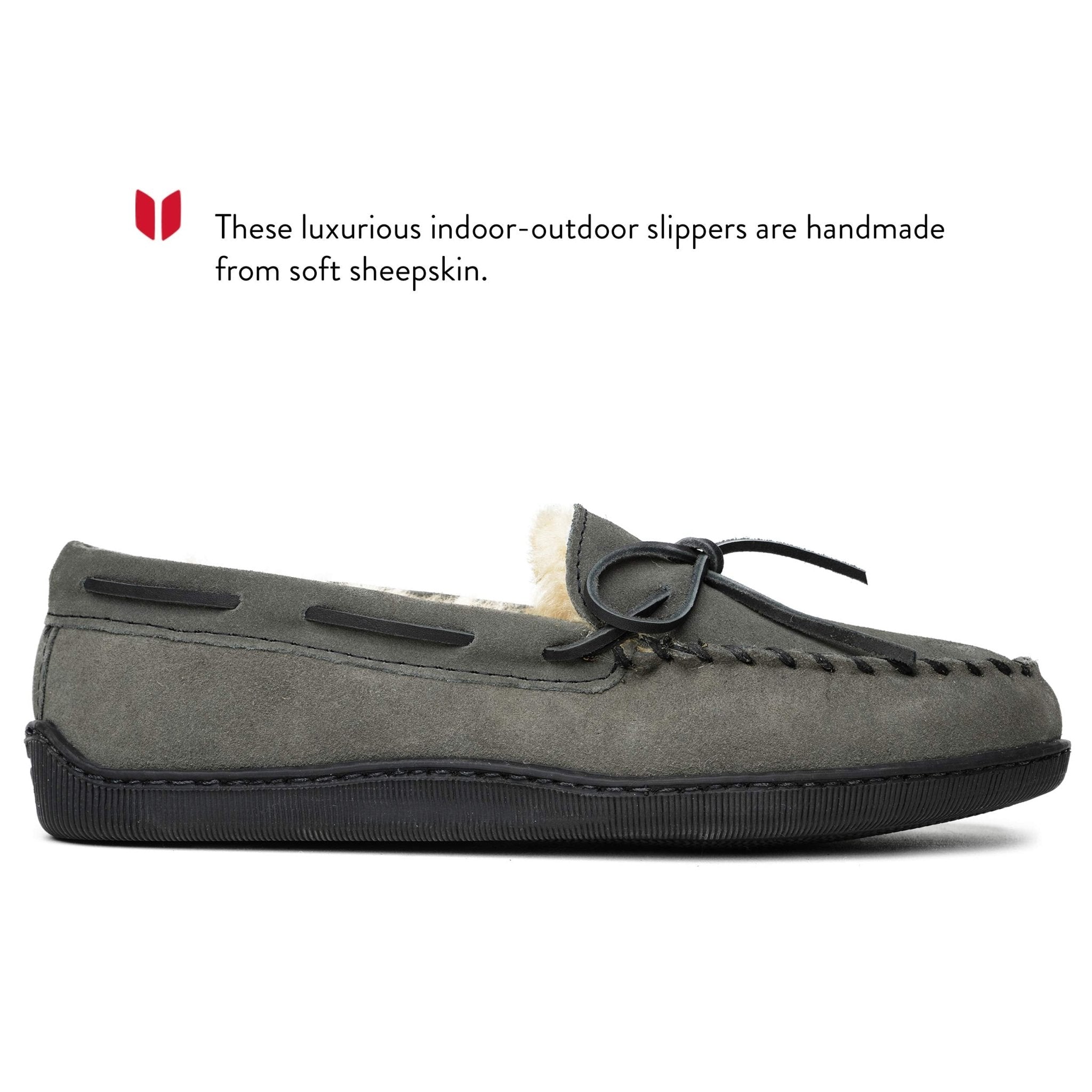 Minnetonka Moccasins Sheepskin Hardsole - Men's Grey Shoe Deals Outlet