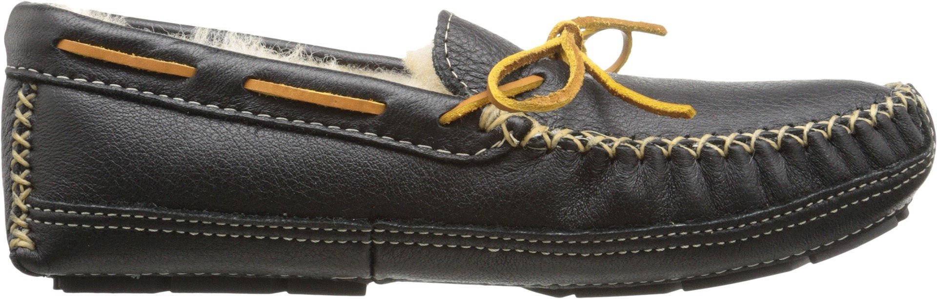 Minnetonka Moccasins Sheepskin Moose - Men's Black Shoe Deals Outlet