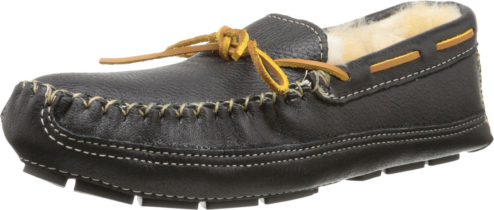 Minnetonka Moccasins Sheepskin Moose - Men's Black Shoe Deals Outlet