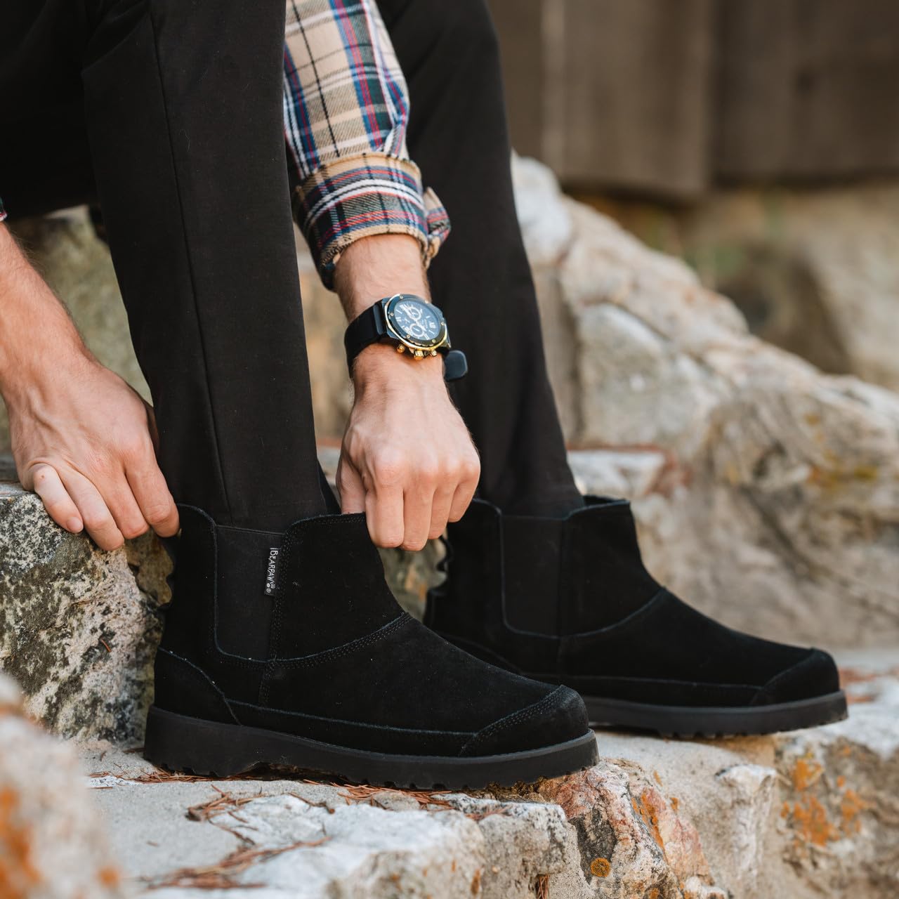 BEARPAW Nick Boot - Men's Black Shoe Deals Outlet