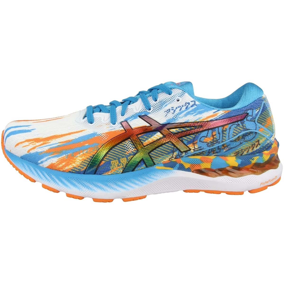 ASICS Nimbus 23 - Men's Digital Aqua Marigold Orange Shoe Deals Outlet