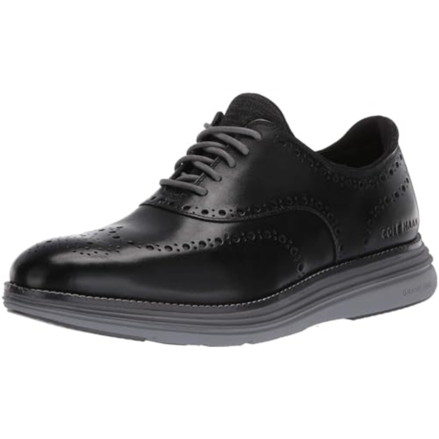 Cole Haan OriginalGrand Ultra Wingtip Oxford - Men's Black Leather/Quiet Shade - sleet Shoe Deals Outlet