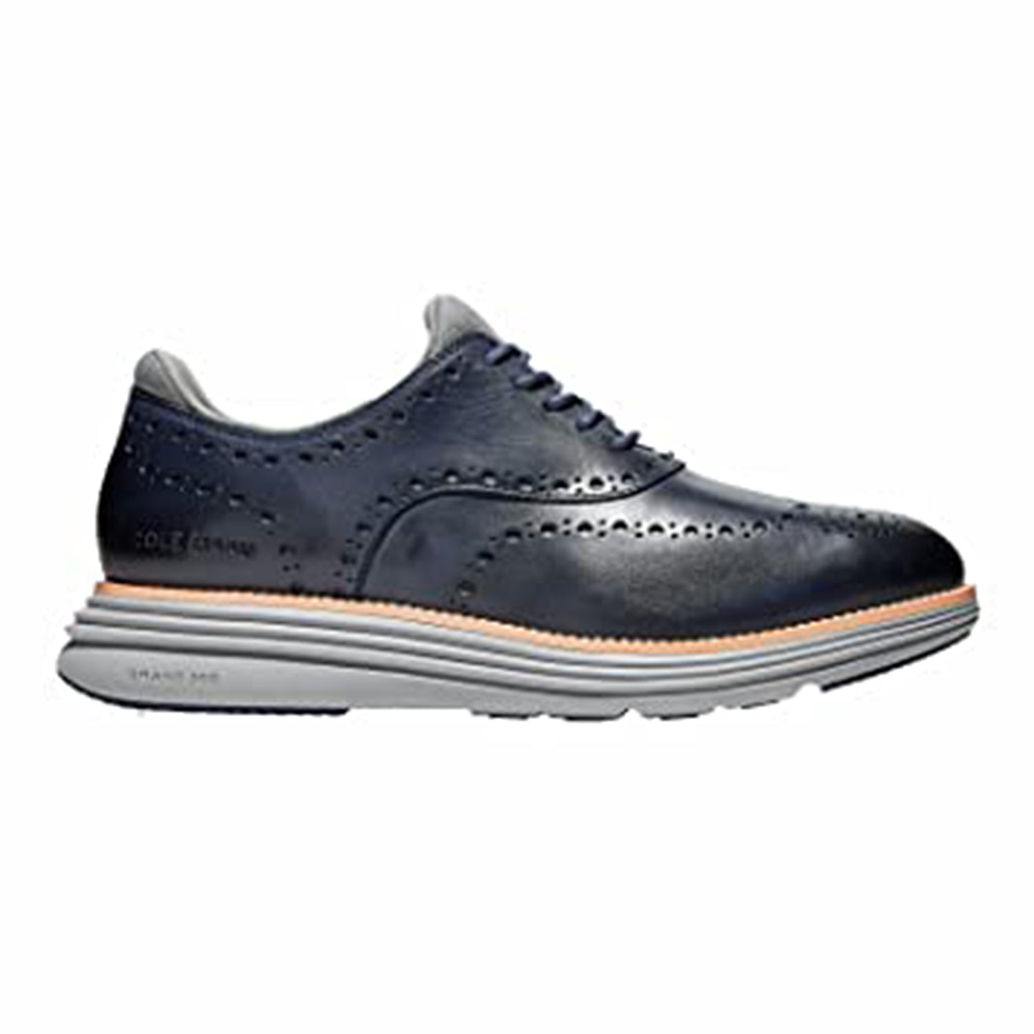 Cole Haan OriginalGrand Ultra Wingtip Oxford - Men's Marine Blue Leather/Sleet Shoe Deals Outlet