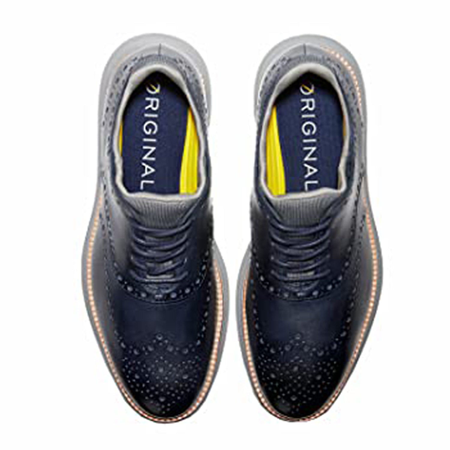 Cole Haan OriginalGrand Ultra Wingtip Oxford - Men's Marine Blue Leather/Sleet Shoe Deals Outlet
