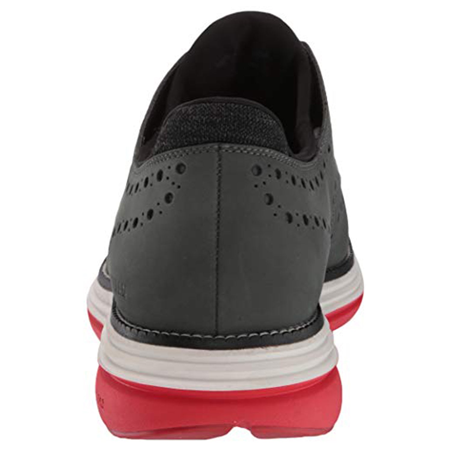 Cole Haan OriginalGrand Ultra Wingtip Oxford - Men's Gray Pinstripe Nubuck/Flame Scarlet - nimbus Cloud Shoe Deals Outlet
