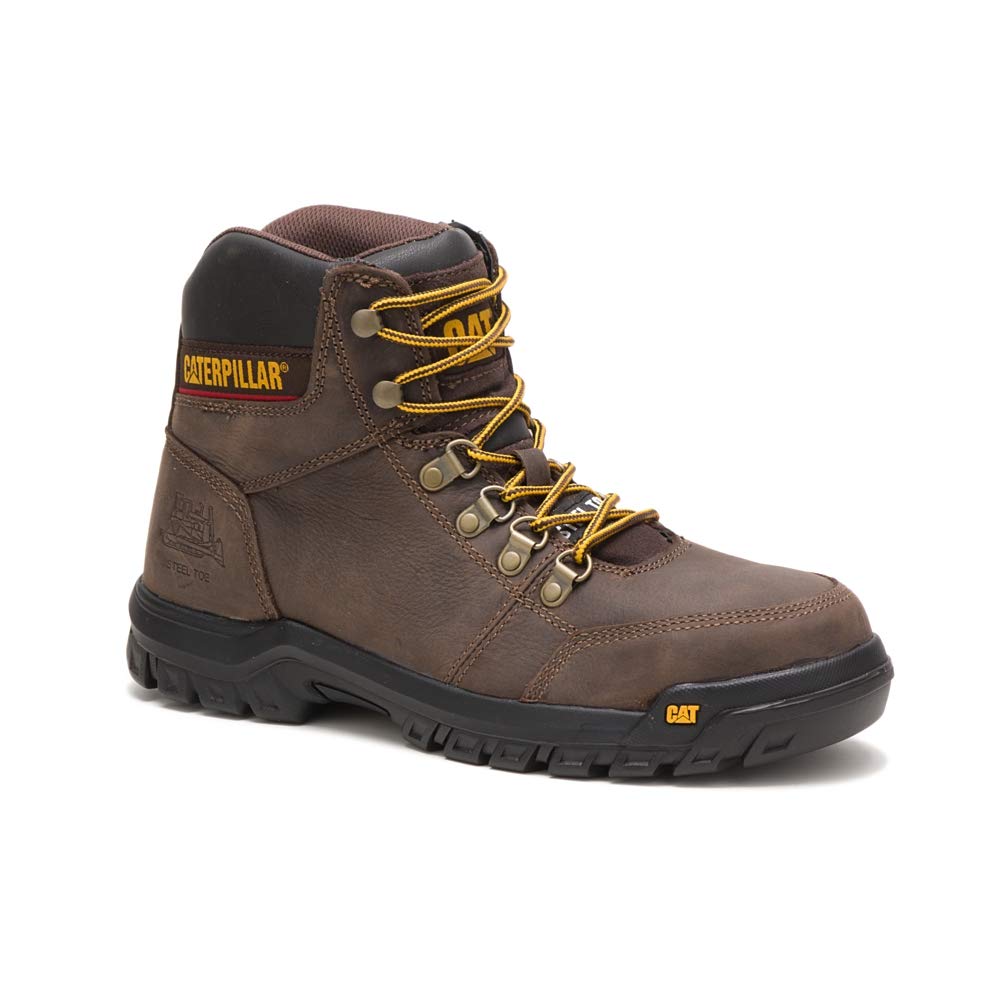 Caterpillar Outline Steel - Toe Boots - Men's Seal Brown Shoe Deals Outlet