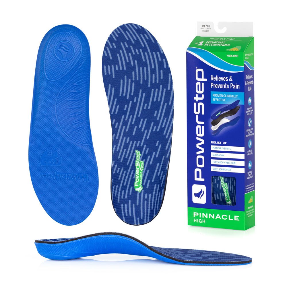 PowerStep Pinnacle High Insoles Blue Men's 8 - 8.5 / Women's 10 - 10.5 E 749852114649 Shoe Deals Outlet
