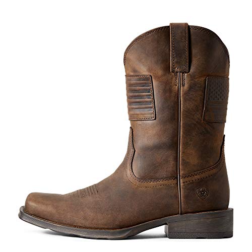 Ariat Rambler Patriot Cowboy Boots - Men's Distressed Brown Shoe Deals Outlet