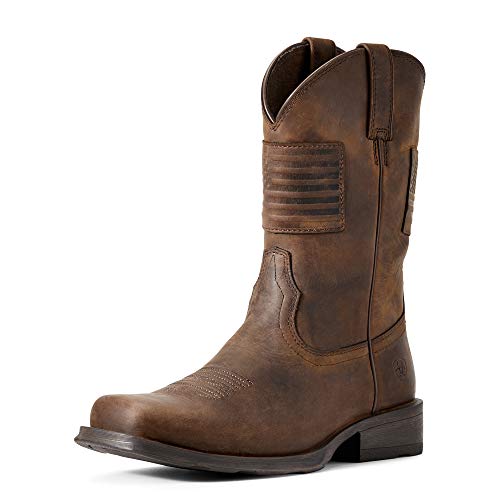 Ariat Rambler Patriot Cowboy Boots - Men's Distressed Brown Shoe Deals Outlet