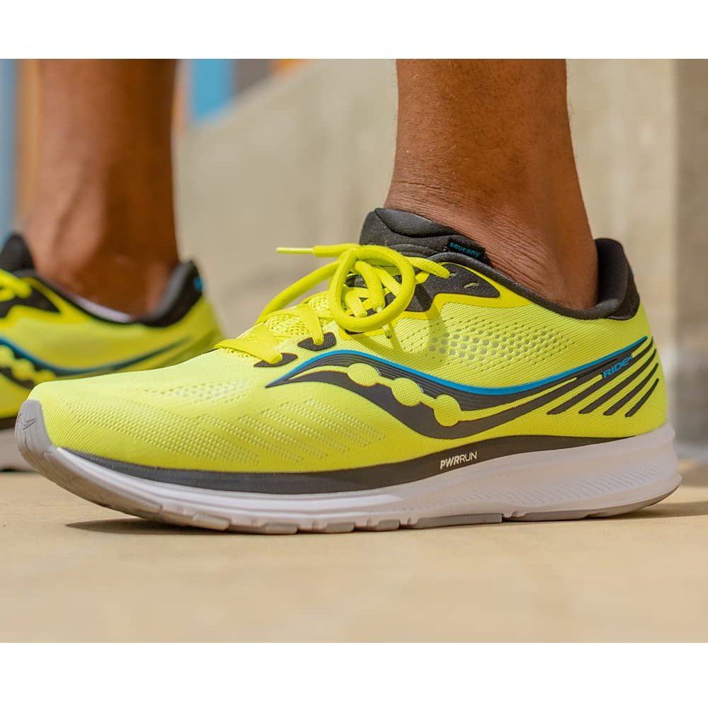 Saucony Ride 14 Running Shoe - Men's Citrus/Black Shoe Deals Outlet