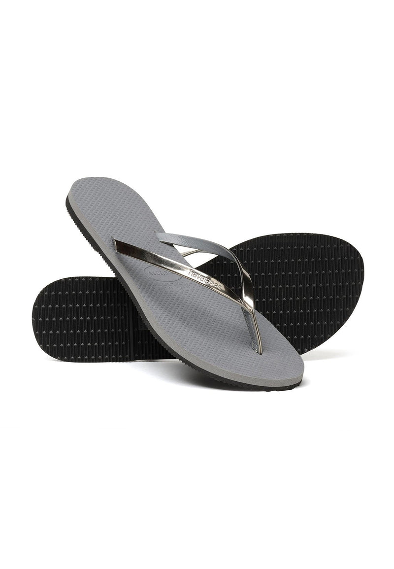 Havaianas Slim Flip Flops - Unisex Metallic Steel Grey Shoe Deals Outlet