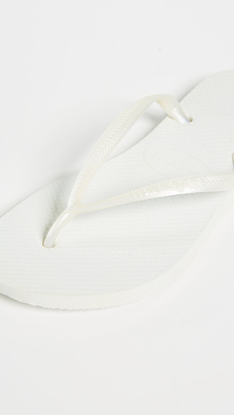 Havaianas Slim Flip Flops - Unisex White Shoe Deals Outlet