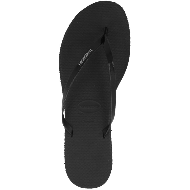 Havaianas Slim Flip Flops - Unisex Metallic Black Shoe Deals Outlet