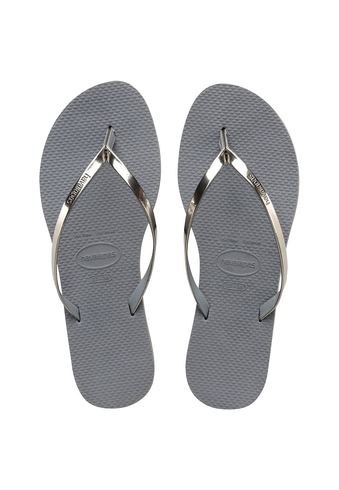 Havaianas Slim Flip Flops - Unisex Metallic Steel Grey Shoe Deals Outlet