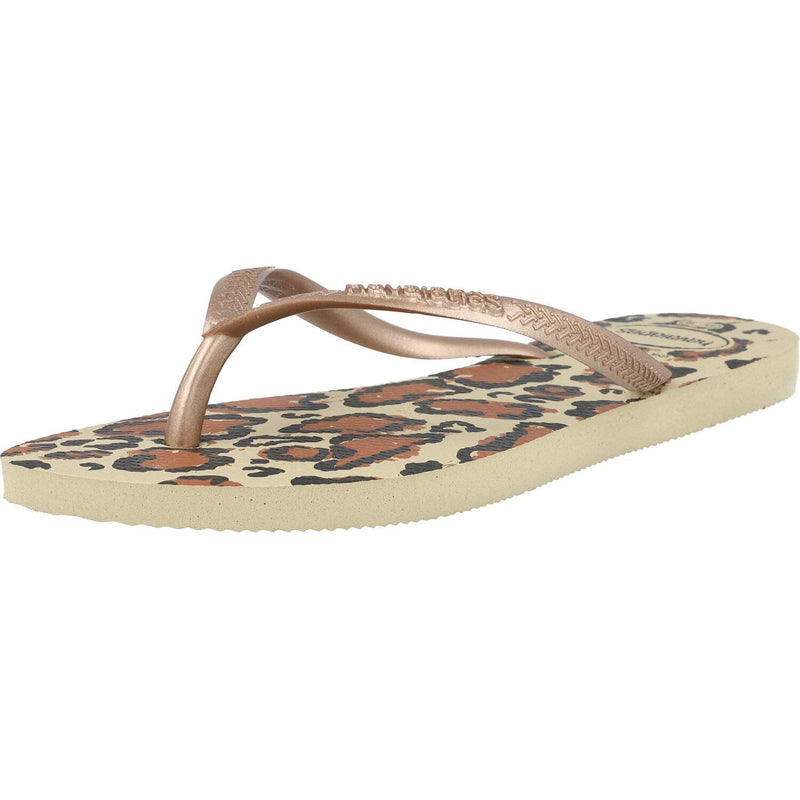 Havaianas Slim Flip Flops - Unisex Leopard Print Rose Gold Shoe Deals Outlet