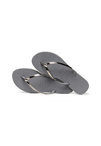 Havaianas Slim Flip Flops - Unisex Metallic Steel Grey Shoe Deals Outlet