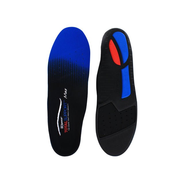 Spenco Total Support Max Insole Black / Blue Men's 10 - 11 / Women's 11 - 12 — 038472012443 Shoe Deals Outlet