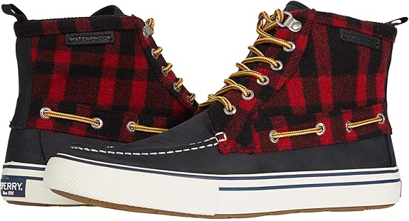 Sperry Bahama Storm Boot Black / Buffalo Check 12 M 194713069260 Shoe Deals Outlet