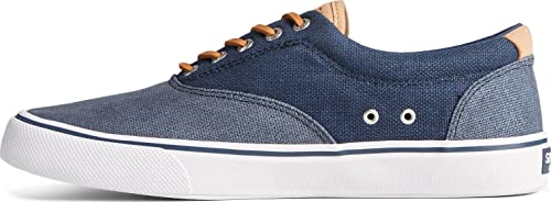 Sperry Striper ll CVO Waxy Canvas - Men's Navy Tonal Shoe Deals Outlet