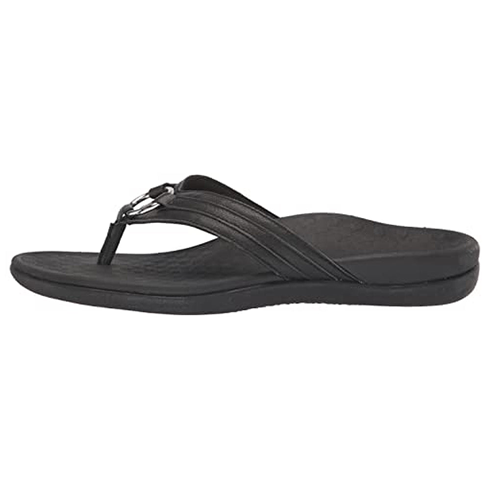 VIONIC Tide Aloe Toe Post - Women's Black Leather Shoe Deals Outlet