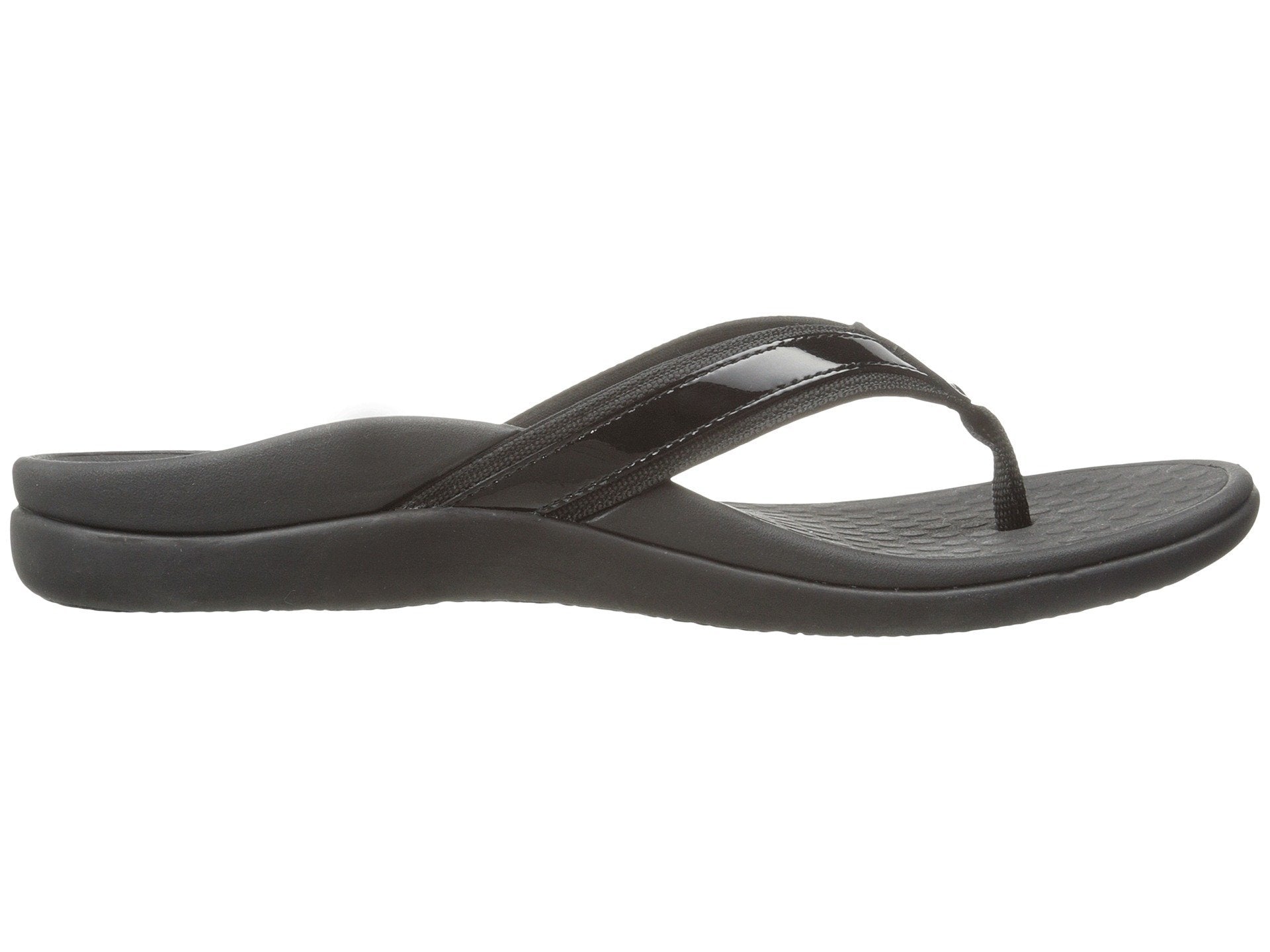 VIONIC Tide II Toe Post Sandal - Women's Black Patent Shoe Deals Outlet