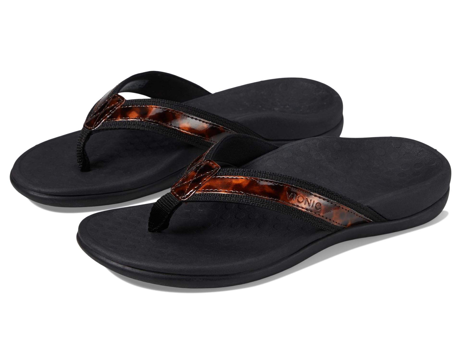 VIONIC Tide II Toe Post Sandal - Women's Black - tortoise Shoe Deals Outlet