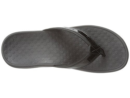 VIONIC Tide II Toe Post Sandal - Women's Black Patent Shoe Deals Outlet