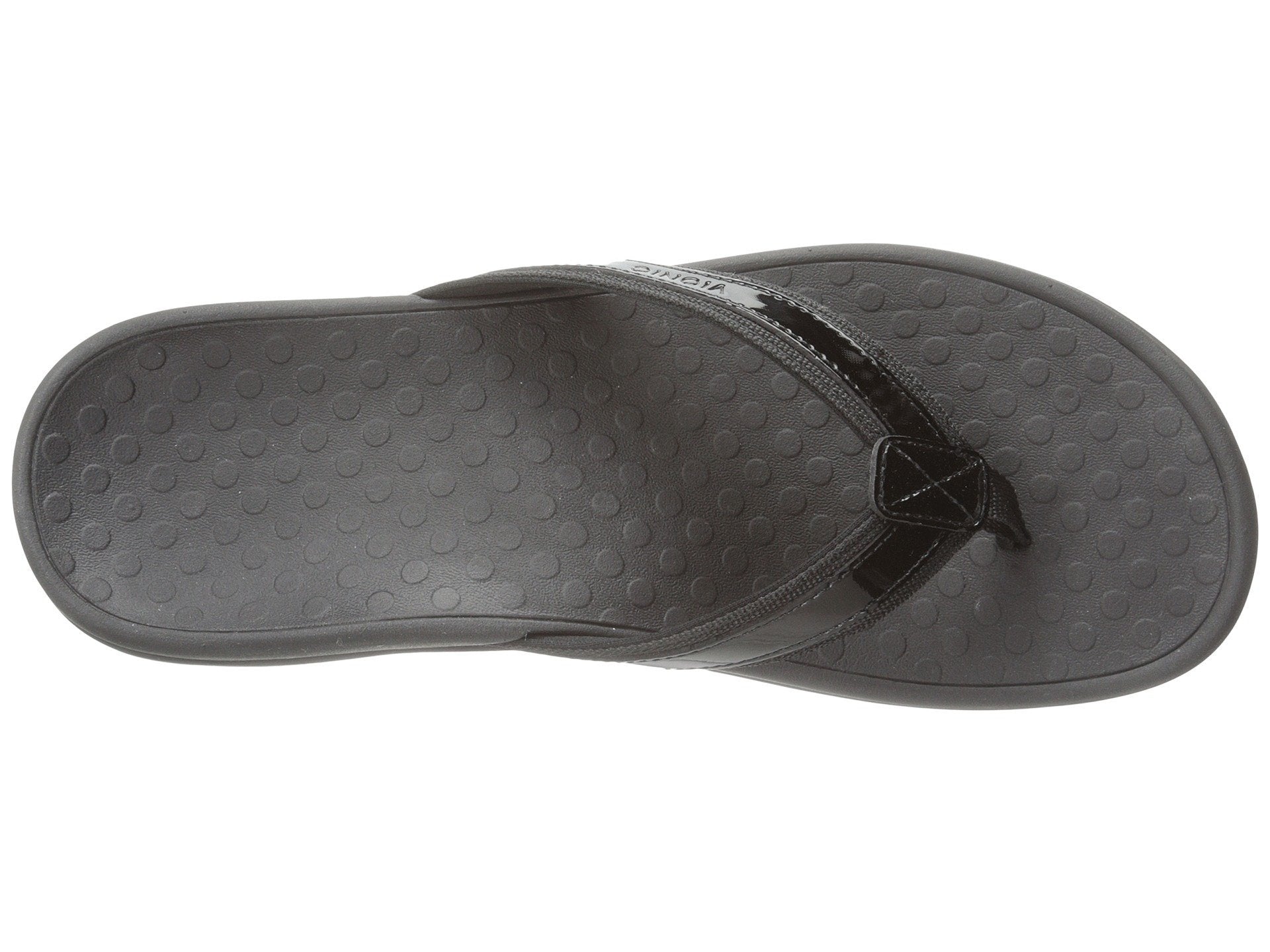 VIONIC Tide II Toe Post Sandal - Women's Black Patent Shoe Deals Outlet