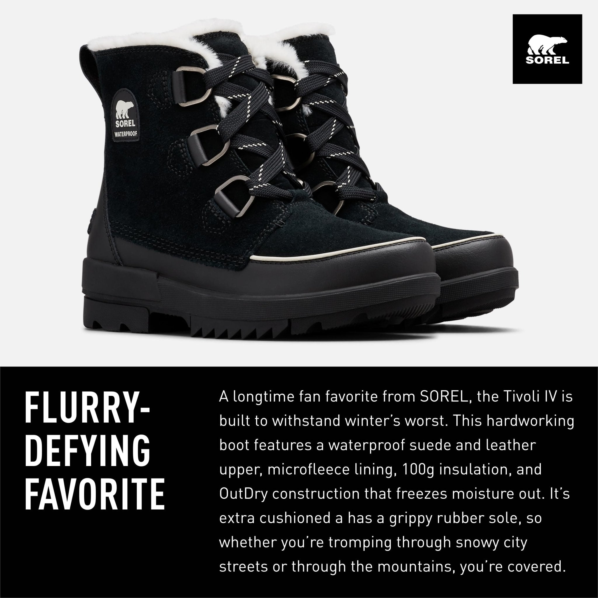 SOREL Tivoli lV - Women's Black Shoe Deals Outlet