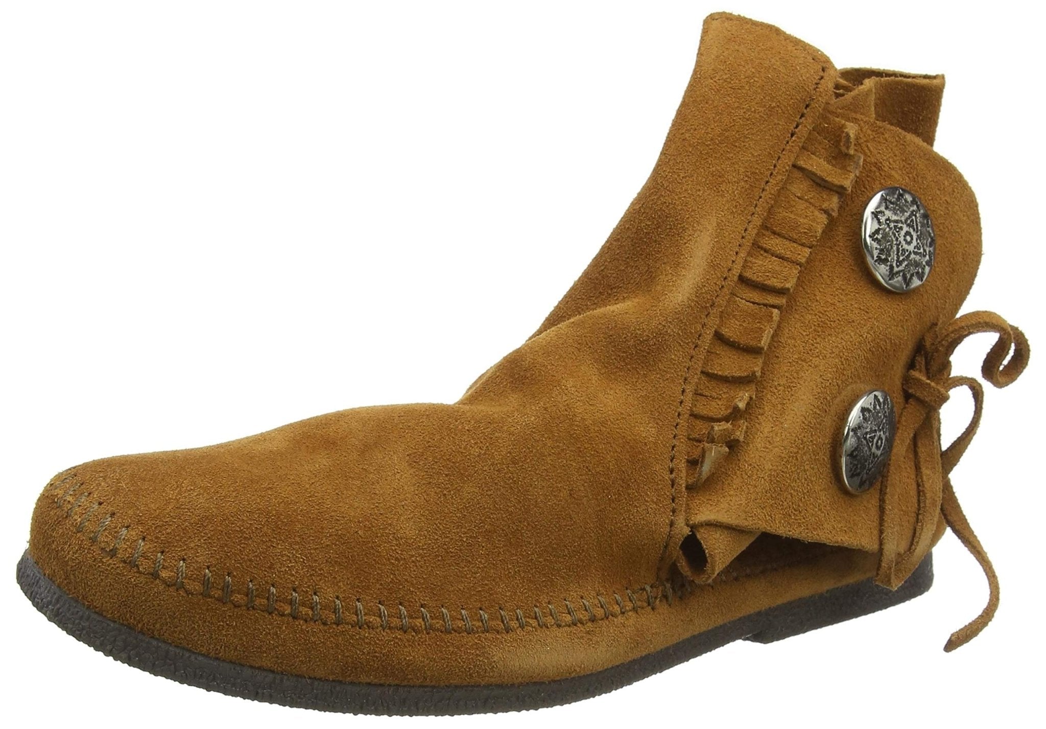 Minnetonka Two Button Hardsole Boot - Men's Brown Shoe Deals Outlet