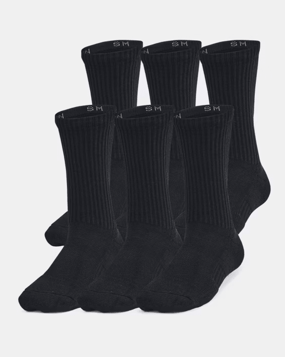 Under Armour UA Training Cotton Socks Black / White 8.5 - 9.5 883096898375 Shoe Deals Outlet