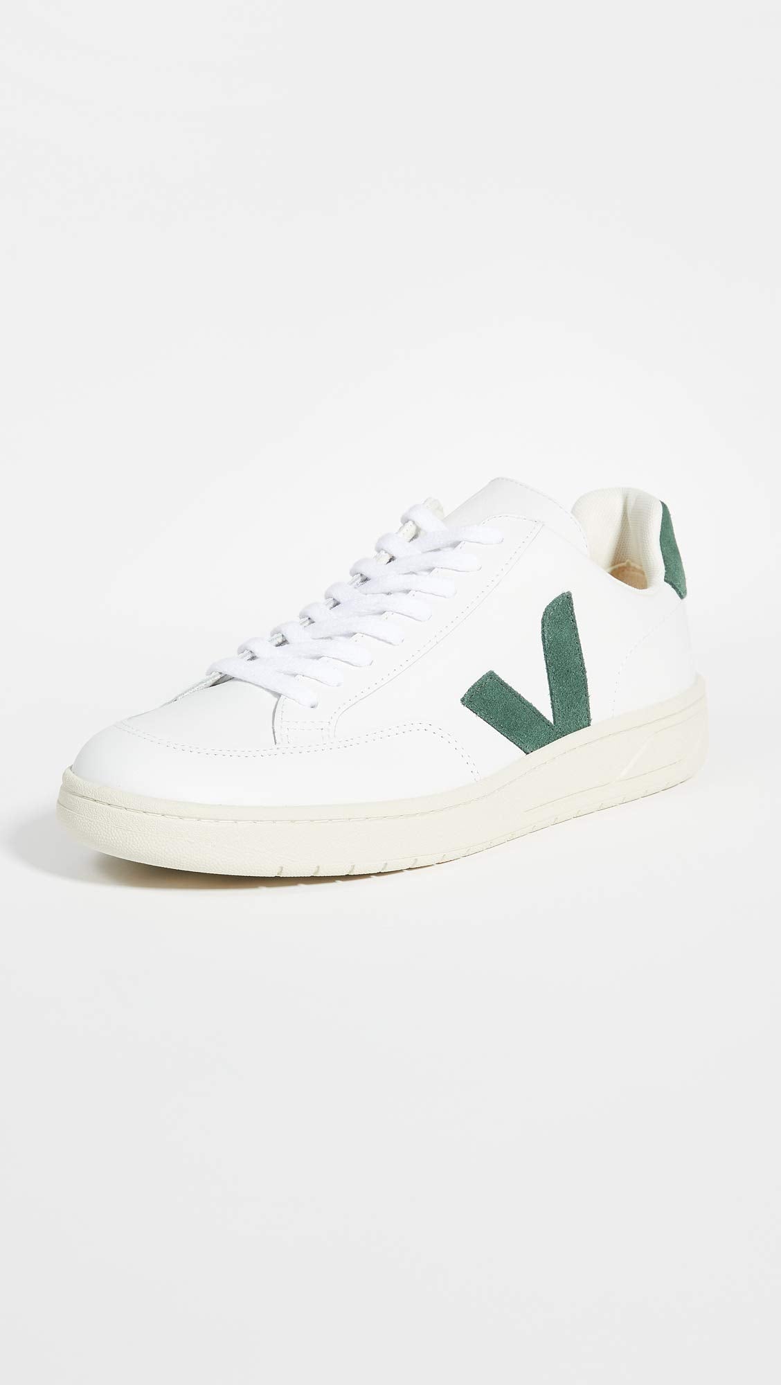 VEJA V - 12 LEATHER - Men's White/Cyprus Shoe Deals Outlet