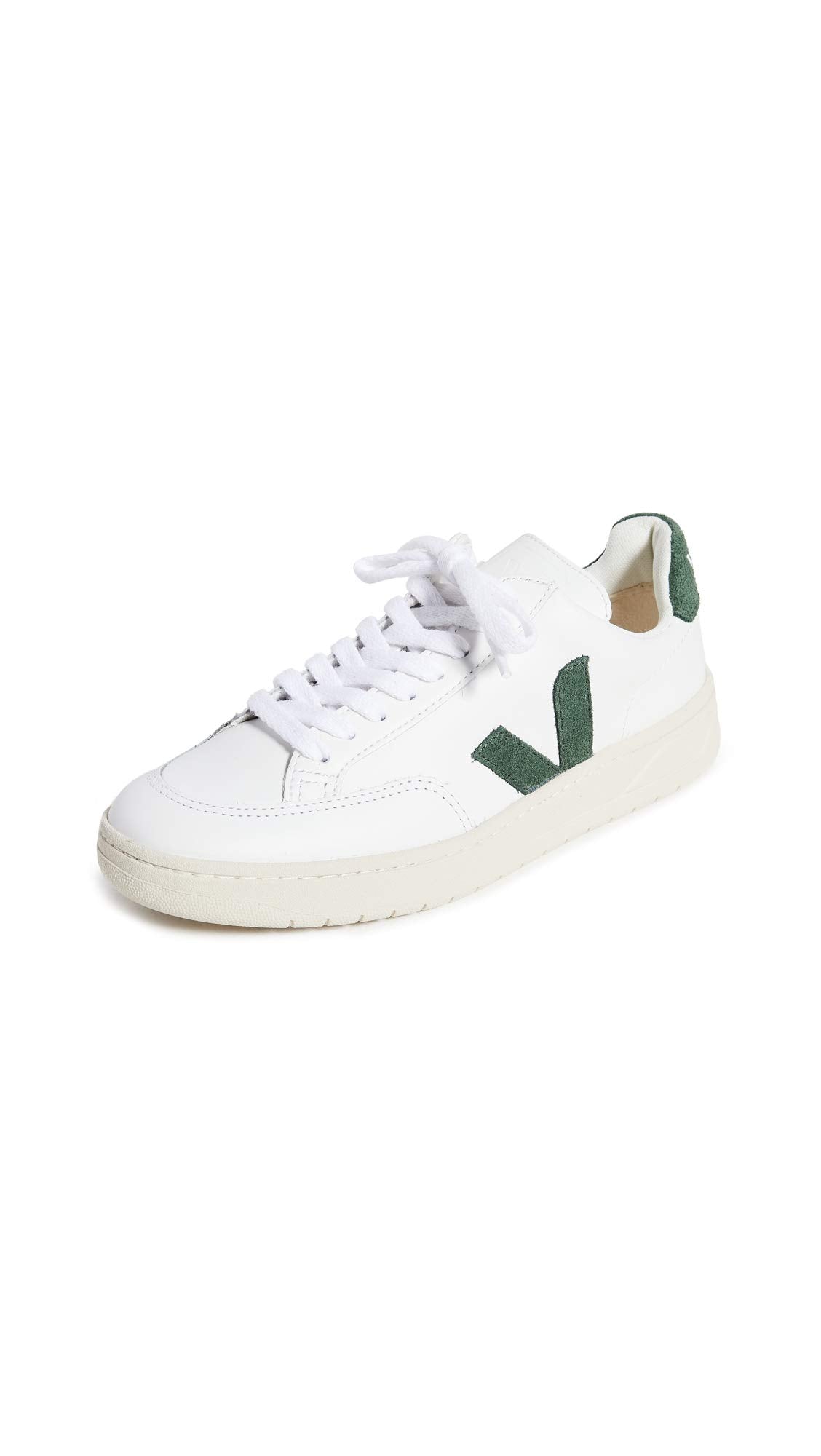 VEJA V - 12 LEATHER - Women's White/Cyprus Shoe Deals Outlet