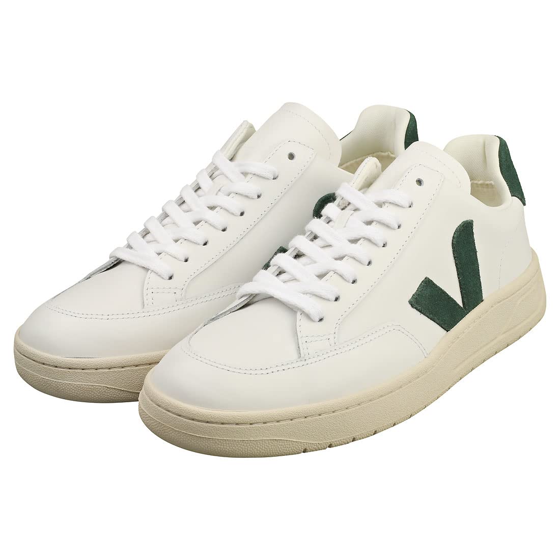 VEJA V - 12 LEATHER - Women's White/Cyprus Shoe Deals Outlet