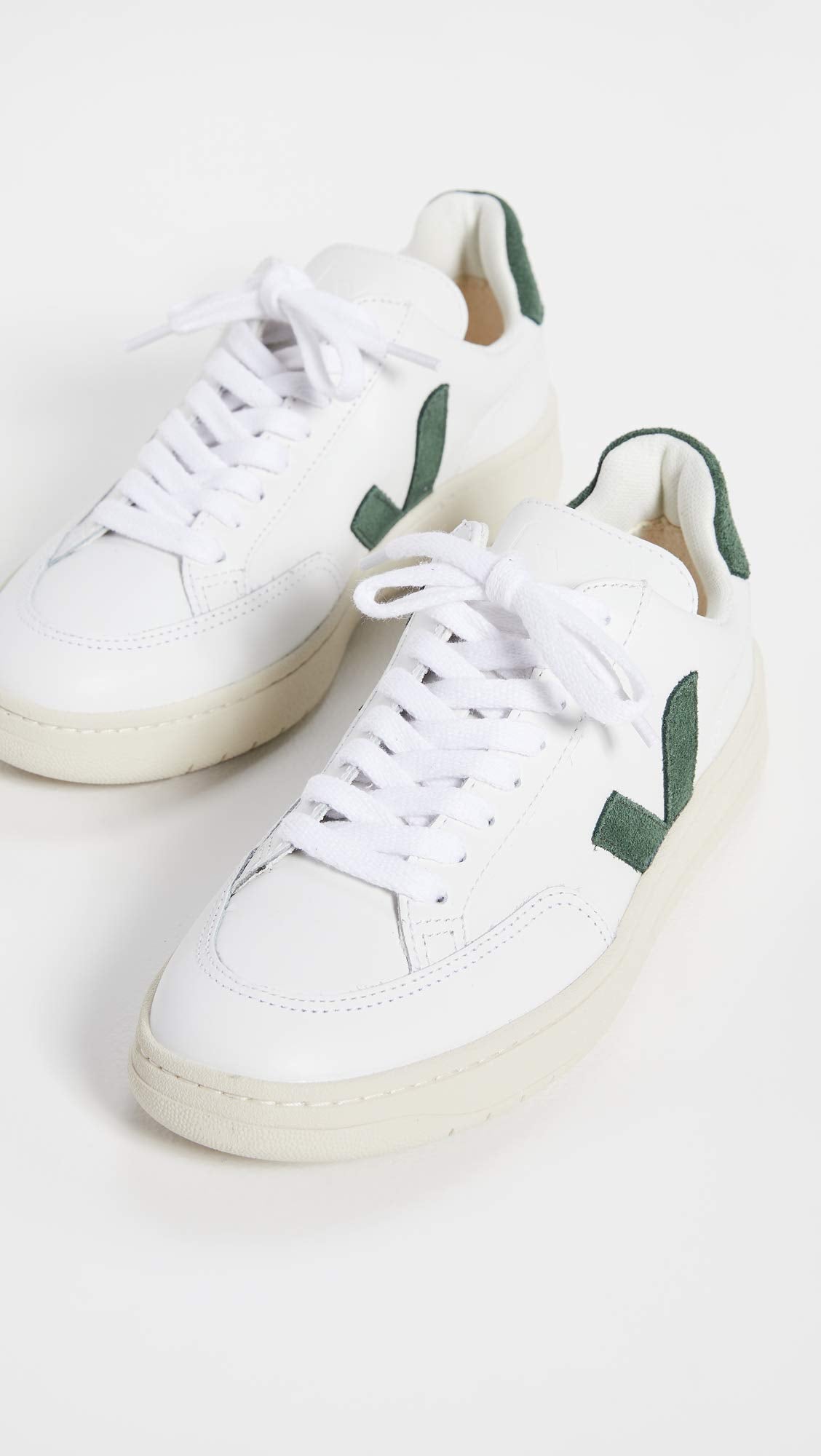 VEJA V - 12 LEATHER - Women's White/Cyprus Shoe Deals Outlet
