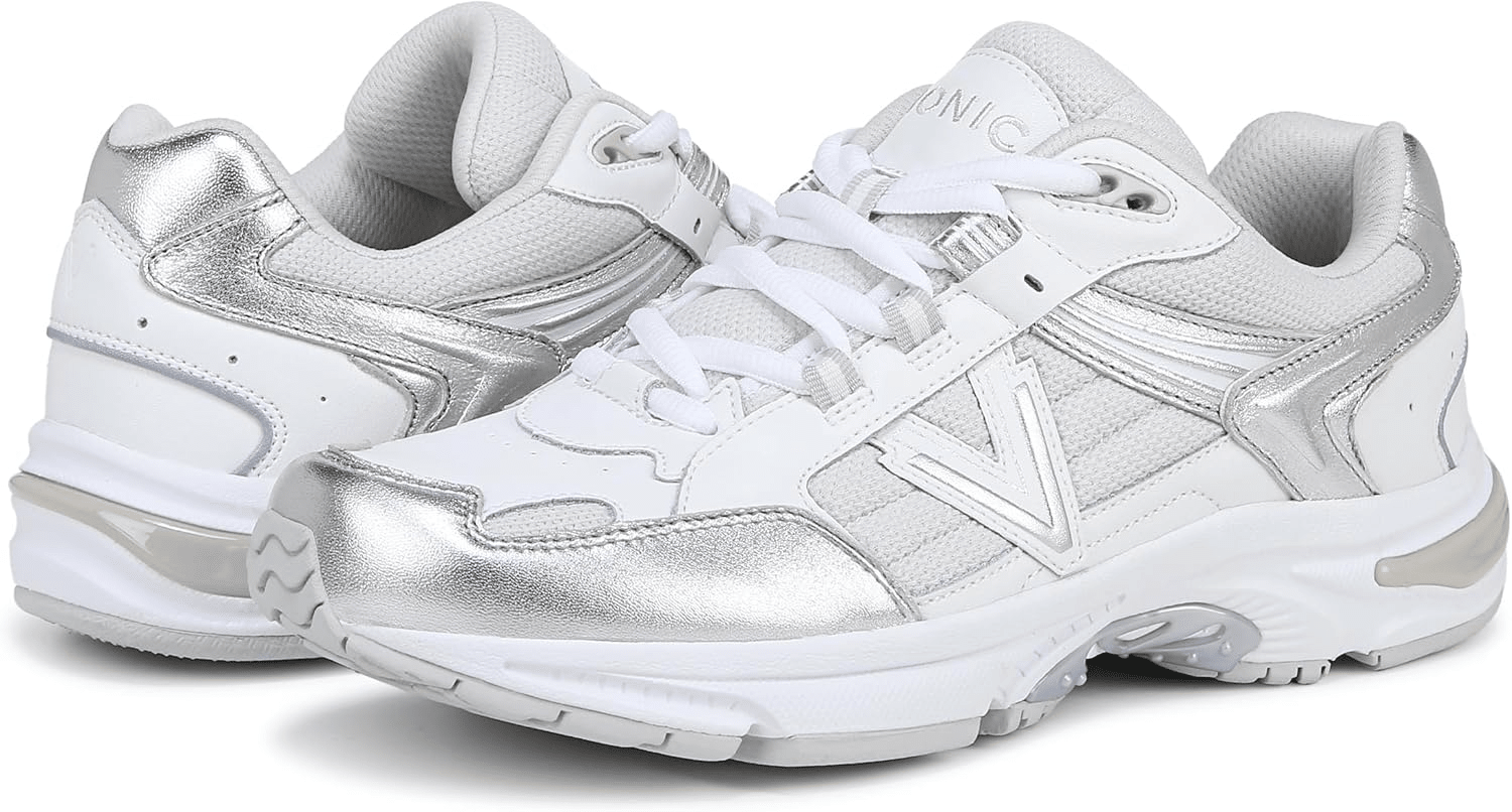 VIONIC 23 Walk 2.0 White Silver Leather 9 M 197725060775 Shoe Deals Outlet