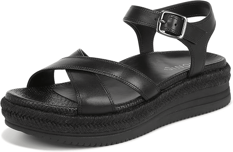 VIONIC Mar Platform Wedge Sandal Camel / Gold Brown Leather 10 M 197725038675 Shoe Deals Outlet