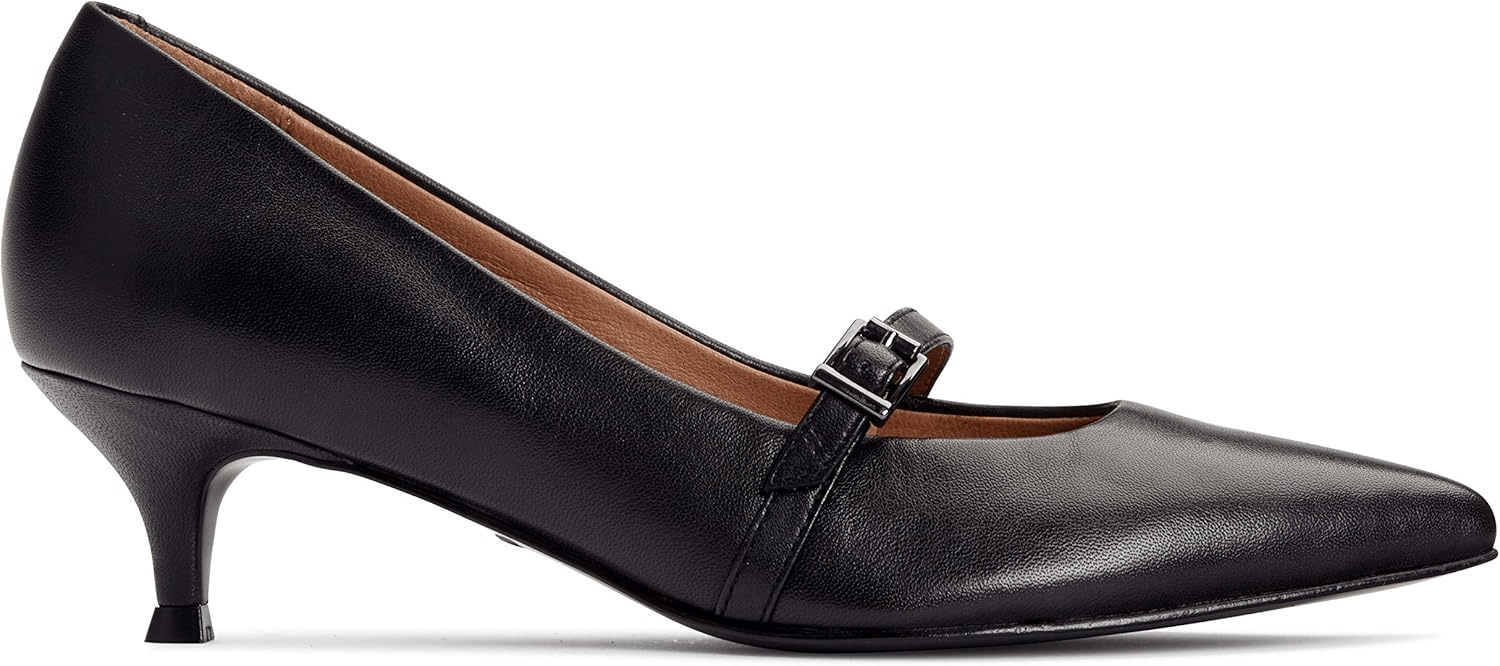VIONIC Minnie Kitten Heel Black Leather 8 M 192329162399 Shoe Deals Outlet