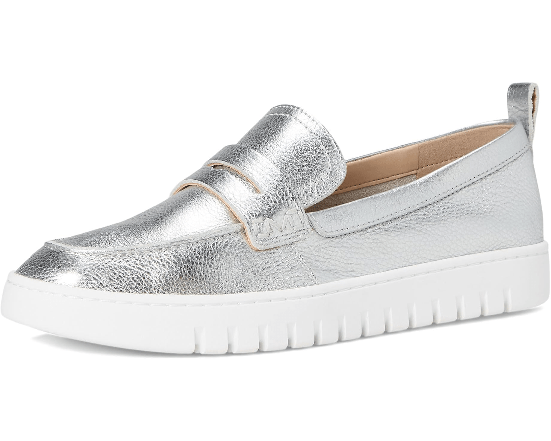 VIONIC Uptown Loafer Silver Metallic Leather 6 M 192329993764 Shoe Deals Outlet