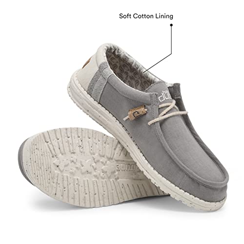 Hey Dude Wally Linen - Men's Natural Grey Shoe Deals Outlet