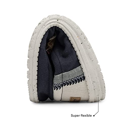 Hey Dude Wally Linen - Men's Natural Navy Shoe Deals Outlet