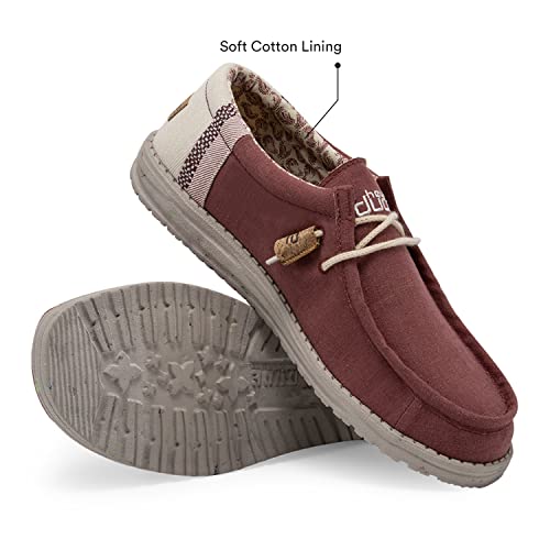 Hey Dude Wally Linen - Men's Natural Brick Shoe Deals Outlet