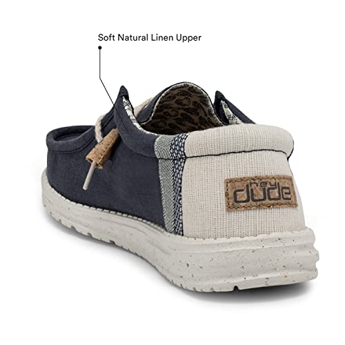 Hey Dude Wally Linen - Men's Natural Navy Shoe Deals Outlet