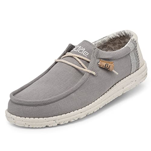Hey Dude Wally Linen - Men's Natural Grey Shoe Deals Outlet