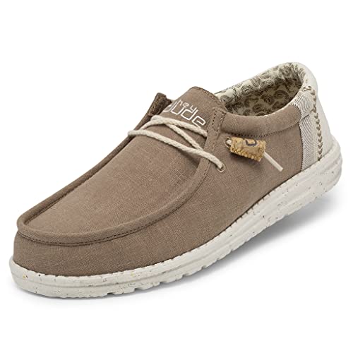 Hey Dude Wally Linen - Men's Natural Clay Shoe Deals Outlet