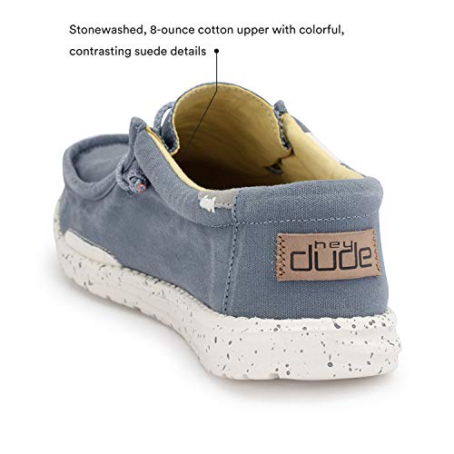 Hey Dude Wally Washed - Men's Blue Stone Yellow - yellow Shoe Deals Outlet